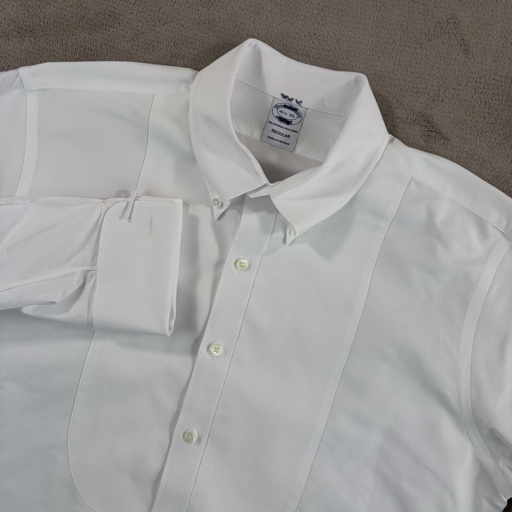 Brooks Brothers French Cuffs Bib Tuxedo Shirt in White Men 16.5 35 Large Formal